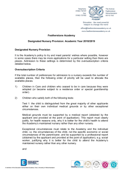 Designated Nursery Provision Academic Year 2018 2019