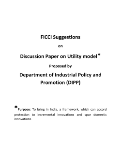 FICCI Suggestions Discussion Paper on Utility model* Department