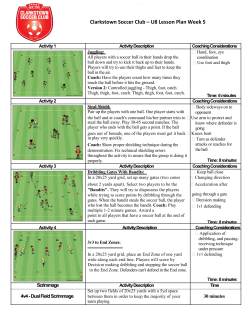 Clarkstown Soccer Club &ndash; U8 Lesson Plan Week 5