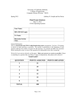 Final Exam Solutions Good Luck!! QUESTION POINTS ASSIGNED