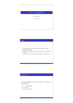 Topic 1: Propositional logic