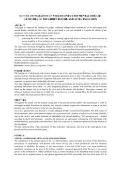 SCHOOL INTEGRATION OF ADOLESCENTS WITH MENTAL