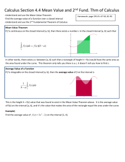 Mean Value Thm and 2nd Fundamental Thm of Calculus 4.4