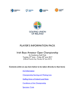 PLAYER`S INFORMATION PACK Irish Boys Amateur Open