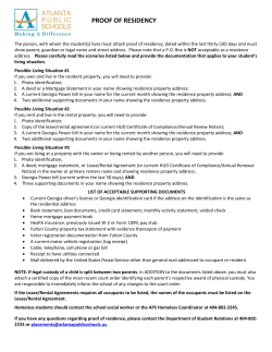 proof of residency - Sarah Smith Elementary