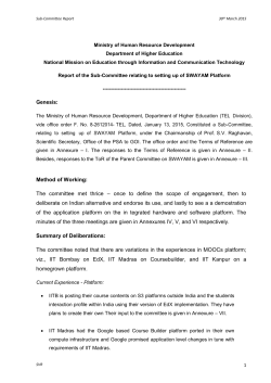 Sub-Committee Report30th March 2015 Ministry of Human