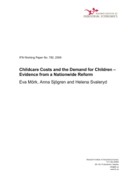 Childcare Costs and the Demand for Children &ndash; Evidence from a