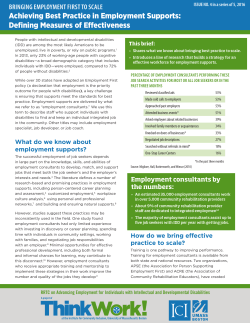 Achieving Best Practice in Employment Supports