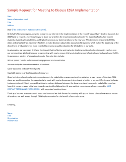 Sample Request for Meeting to Discuss ESSA Implementation