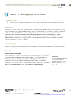 Algebra II Module 3, Topic B, Lesson 10: Teacher