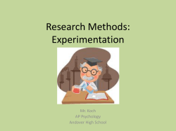 Research Methods: Experimentation