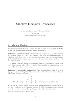 Markov Decision Processes - Chennai Mathematical Institute