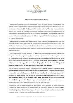 1 Why is resale price maintenance illegal? The freedom of