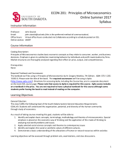 ECON 201: Principles of Microeconomics Online Summer 2017