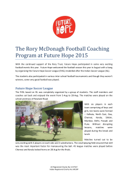 The Rory McDonagh Football Coaching Program at Future Hope 2015
