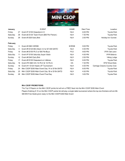 January EVENT GAME Start Time Location Friday 27 Event #1 $100