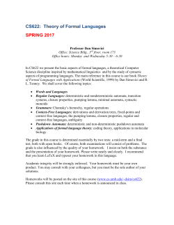 CS622: Theory of Formal Languages SPRING 2017