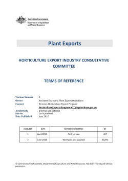 Terms of Reference - Department of Agriculture and Water Resources