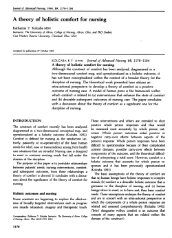 A theory of holistic comfort for nursing