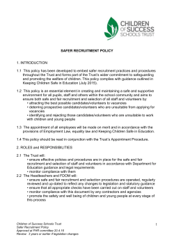 Safer Recruitment Policy