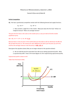 Principles of Microeconomics - Tutorial 6 - Solutions