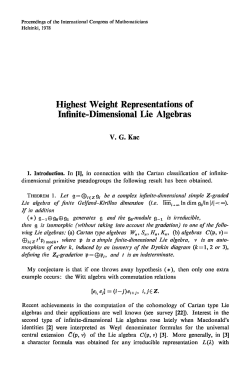Highest Weight Representations of Infinite