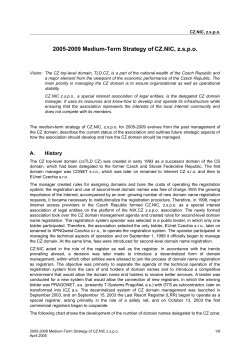 2005-2009 Medium-Term Strategy of CZ.NIC, z.s.p.o.
