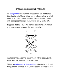 OPTIMAL ASSIGNMENT PROBLEM An assignment in a network