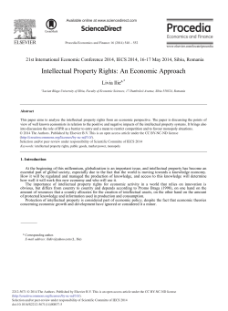 Intellectual Property Rights: An Economic Approach