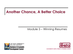 II. Write a Winning Resume - SLO Workforce Development