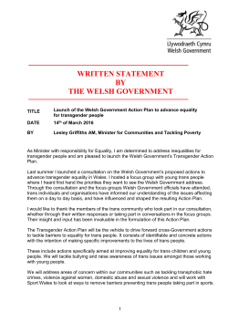 Launch of the Welsh Government Action Plan to advance equality
