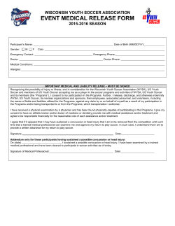 EVENT MEDICAL RELEASE FORM - Wisconsin Youth Soccer