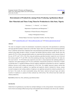Determinants of Productivity among Firms Producing Agribusiness