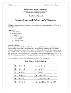 LAB MANUAL 5 Boolean Laws and DeMorgan`s Theorems