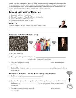 Murstein`s Stimulus . Value . Role Theory of Attraction