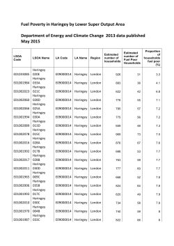 Fuel Poverty in Haringey by Lower Super Output Area Department of