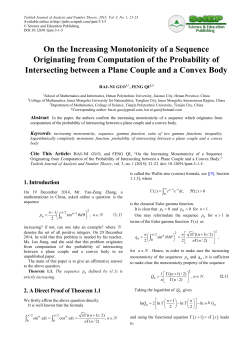 On the Increasing Monotonicity of a Sequence Originating from