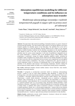 Adsorption equilibrium modelling for different