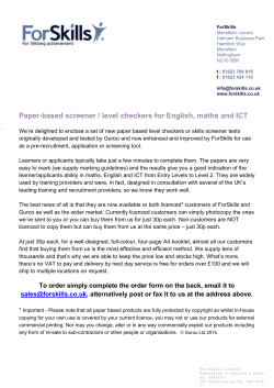 Paper-based screener / level checkers for English, maths