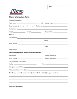 Player Information Form - Utica College Pioneers