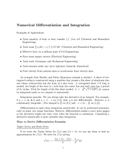Numerical Differentiation and Integration Examples of Applications