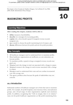 Maximizing Profits - American College of Healthcare Executives