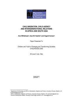 Child migration, Child Agency and Intergenerational Relations in