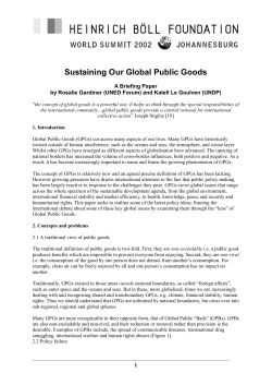 Sustaining Our Global Public Goods - Heinrich-B&ouml;ll