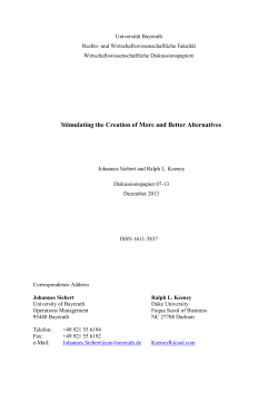 Stimulating the Creation of More and Better Alternatives