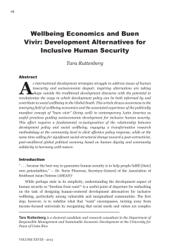 Wellbeing Economics and Buen Vivir: Development Alternatives for