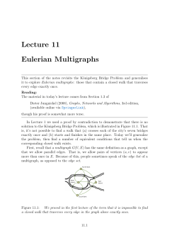 Lecture 11 Eulerian Multigraphs