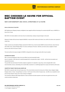 MSC CHOOSES LE HAVRE FOR OFFICIAL BAPTISM EVENT