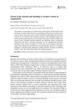 Factors in the selection and matching of executive coaches in