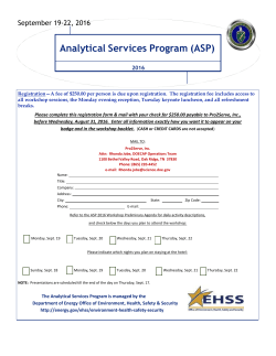Analytical Services Program (ASP)